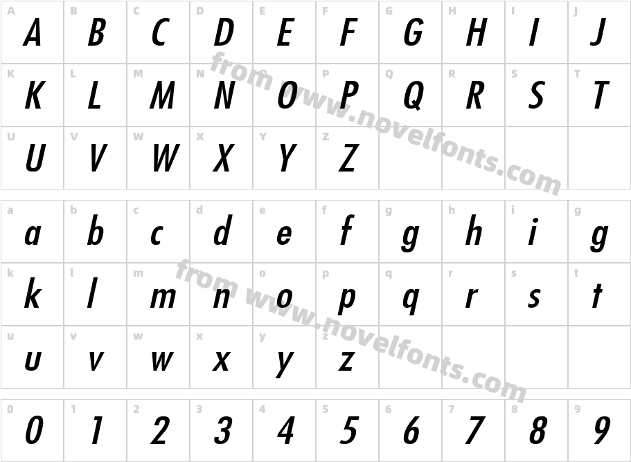 Fuji Wide ItalicCharacter Map