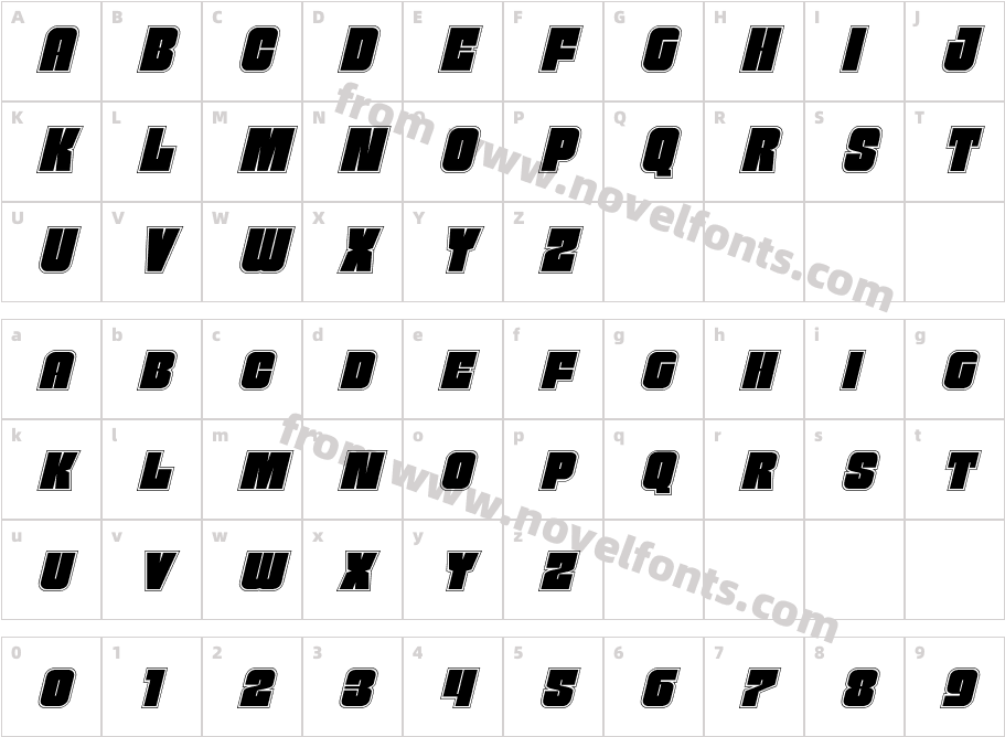 Funk Machine Academy ItalicCharacter Map