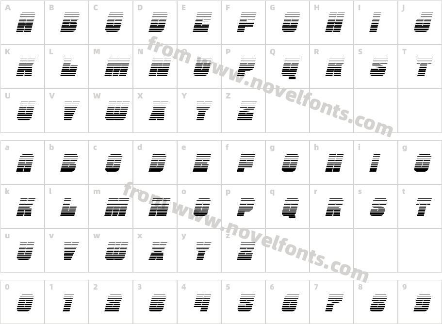 Funk Machine Gradient ItalicCharacter Map