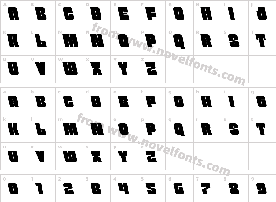 Funk Machine LeftalicCharacter Map