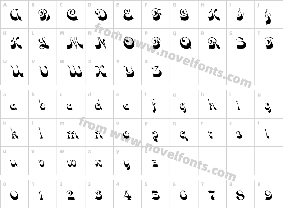 FunkyFace RegularCharacter Map