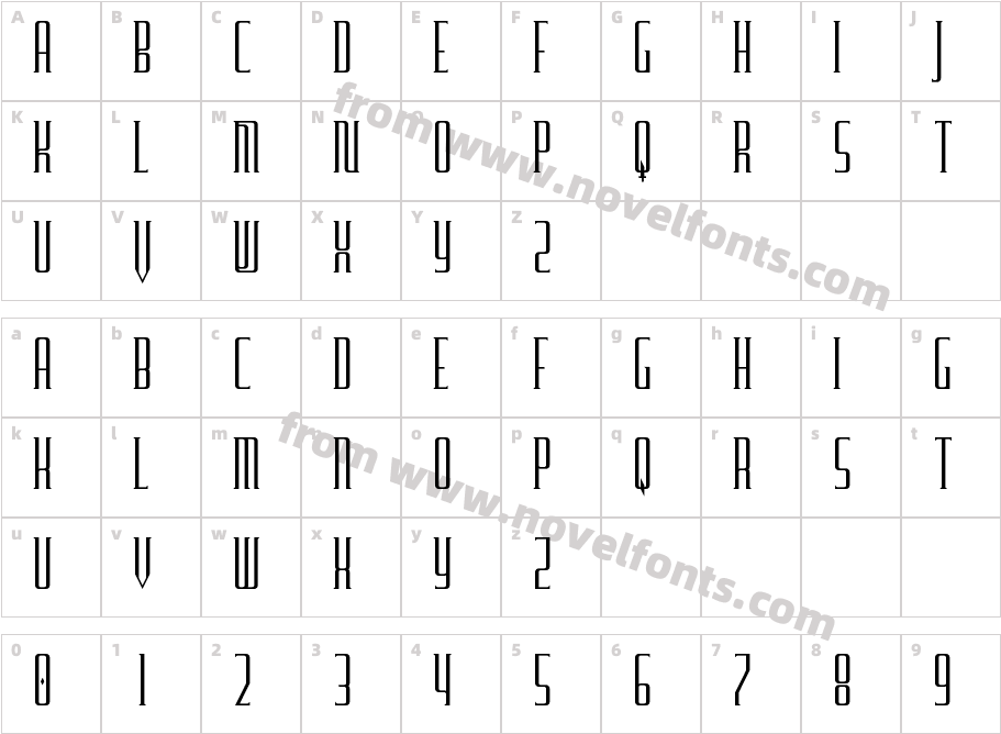 Furgatorio Titling RegularCharacter Map