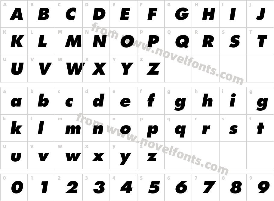 Futura-ExtraBoldObliqueCharacter Map