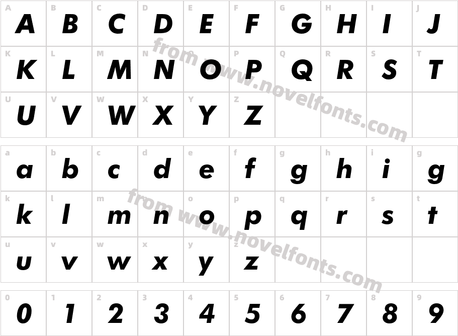 FuturaBT-BoldItalicCharacter Map