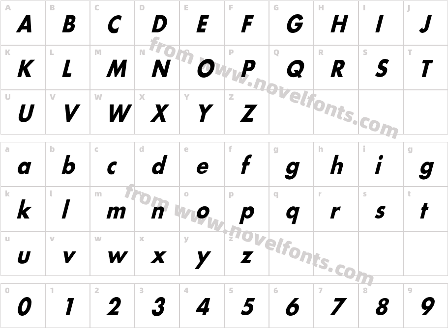 FuturaCndObl-BoCharacter Map