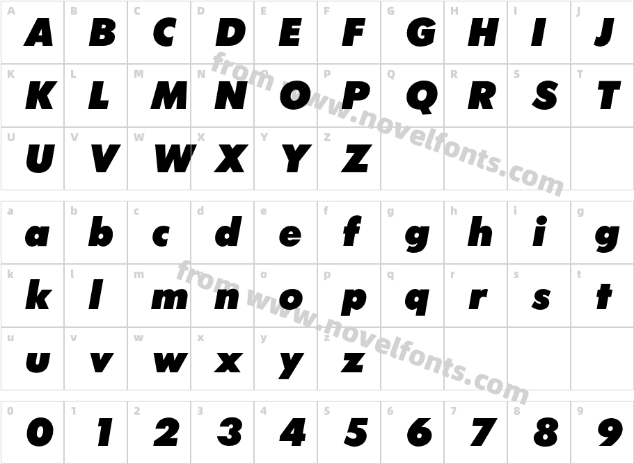 FuturaICG-XBoldObliqueCharacter Map