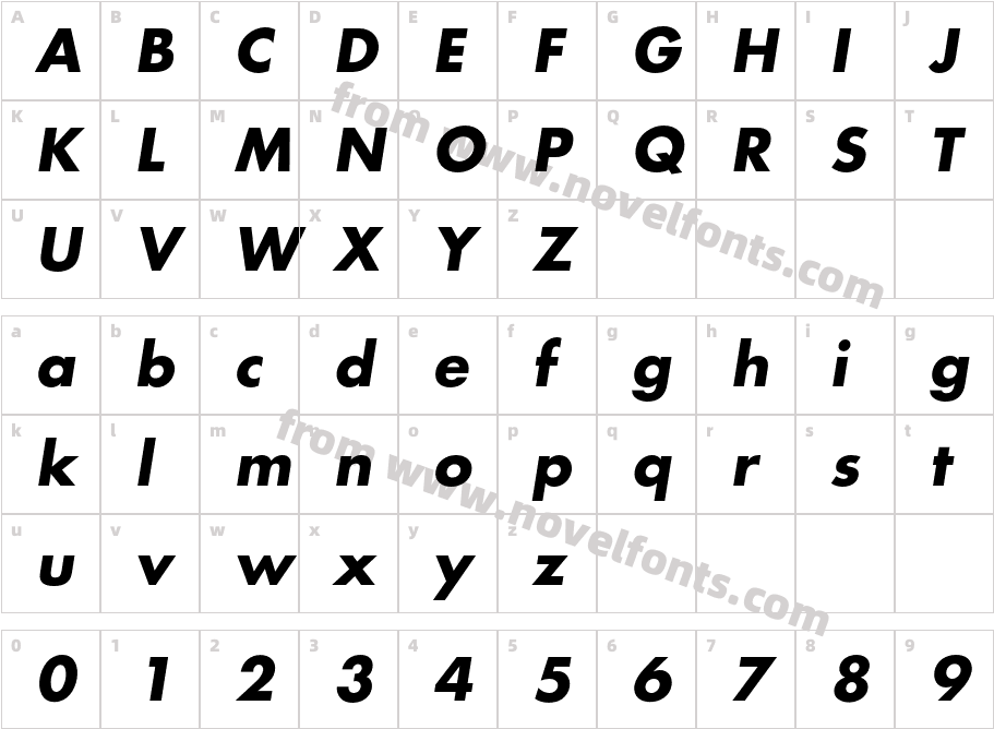 FuturaLT-BoldObliqueCharacter Map