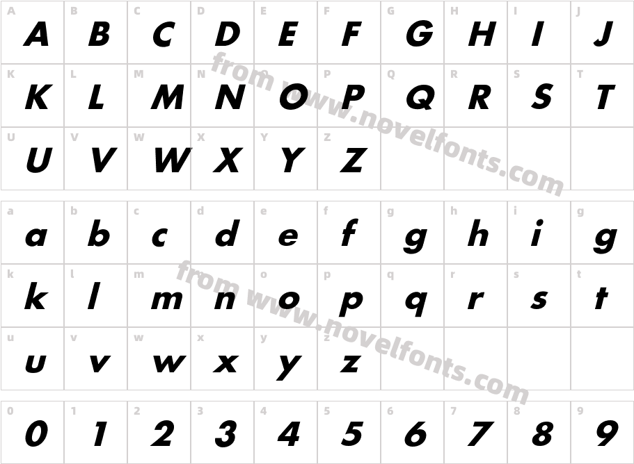 FuturaObl-BoldCharacter Map