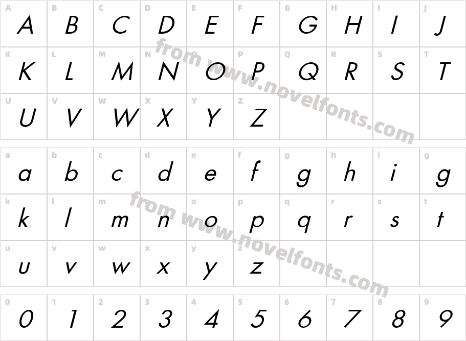 FuturaObl-NormaCharacter Map