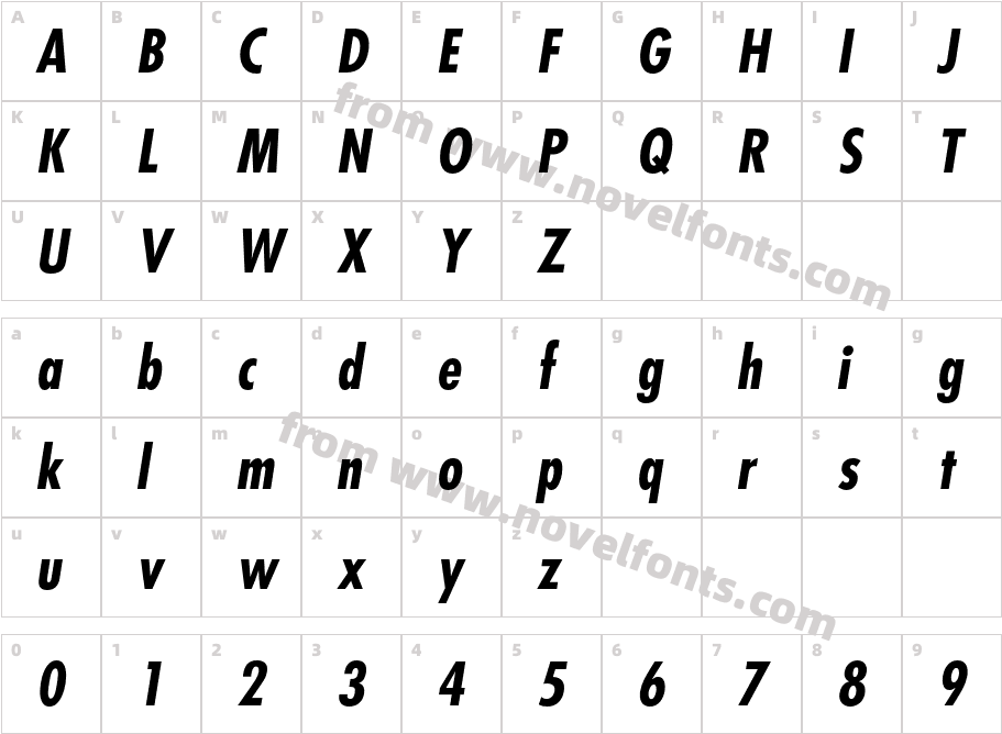 FuturaStd-CondensedBoldOblCharacter Map