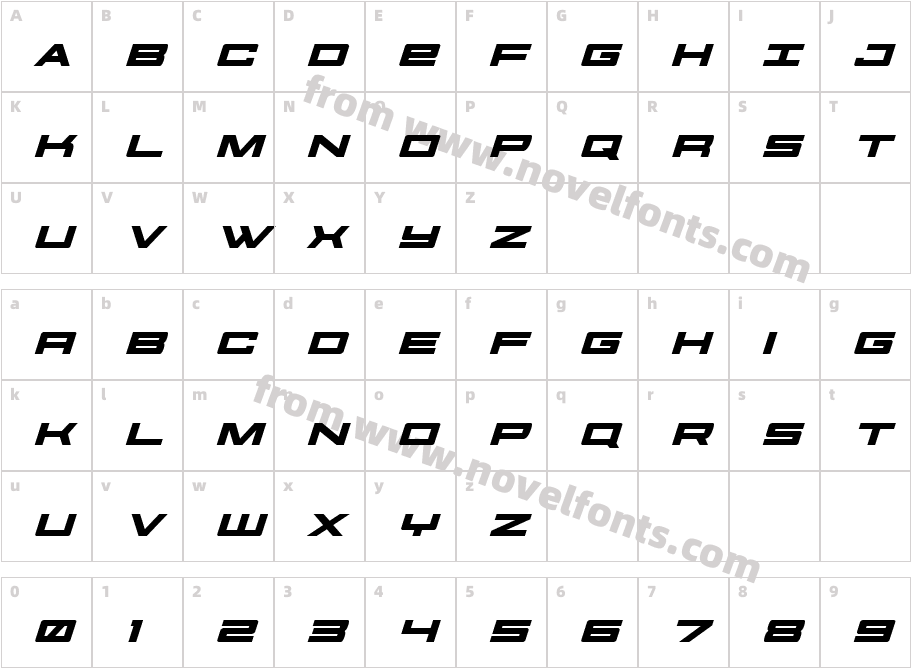 Future Forces Expanded ItalicCharacter Map