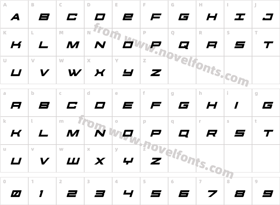 Future Forces ItalicCharacter Map