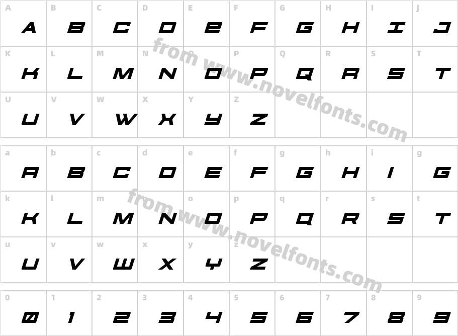 Future Forces Title ItalicCharacter Map