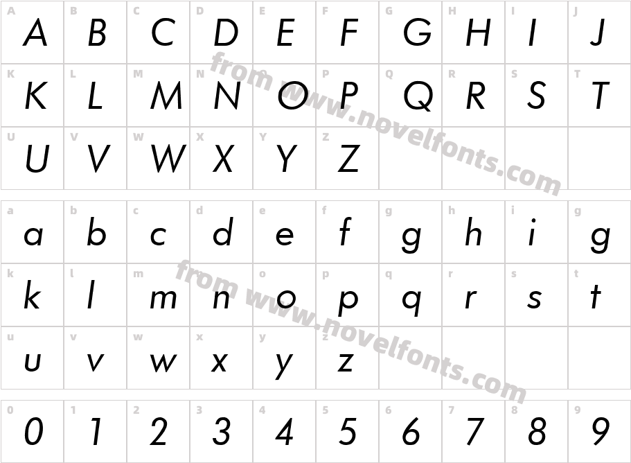 Futurist ItalicCharacter Map