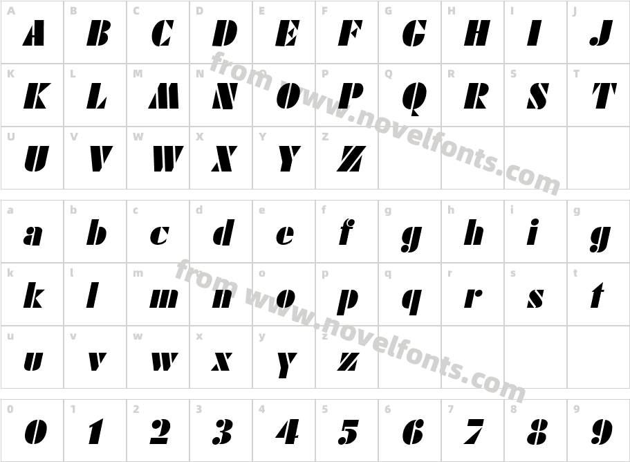 FuturistPoster ItalicCharacter Map