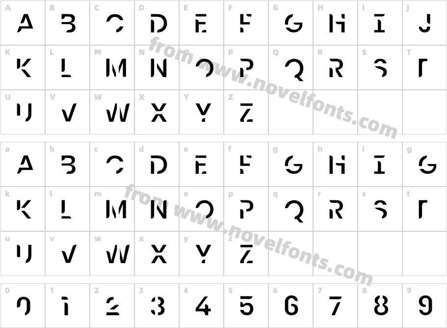 FuturisticFontRegularCharacter Map