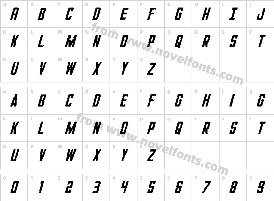 G.I. Incognito ItalicCharacter Map