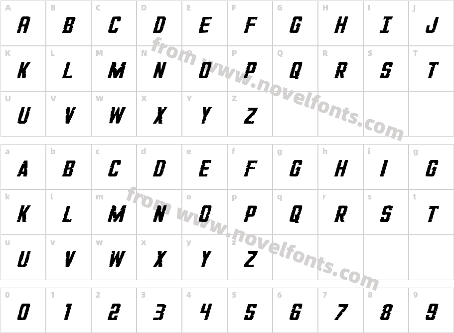 G.I. Incognito Small ItalicCharacter Map