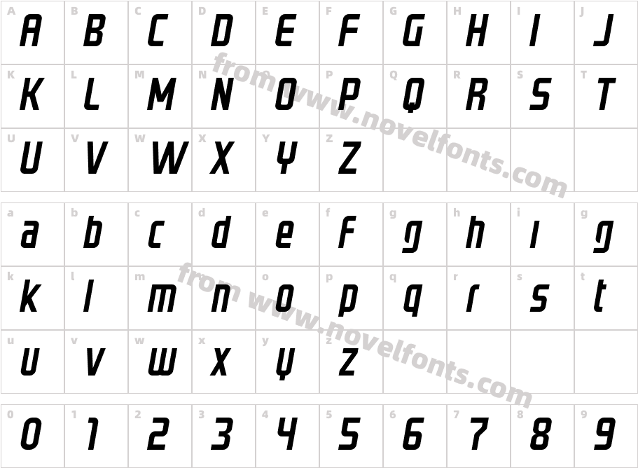 GRAYSTROKE-ItalicCharacter Map