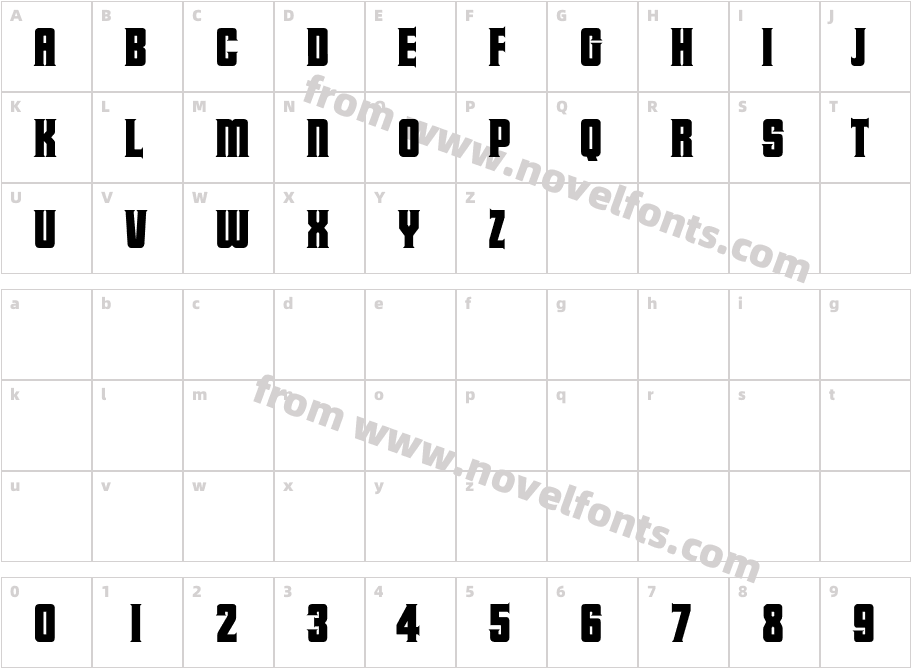 GaberBoldCharacter Map