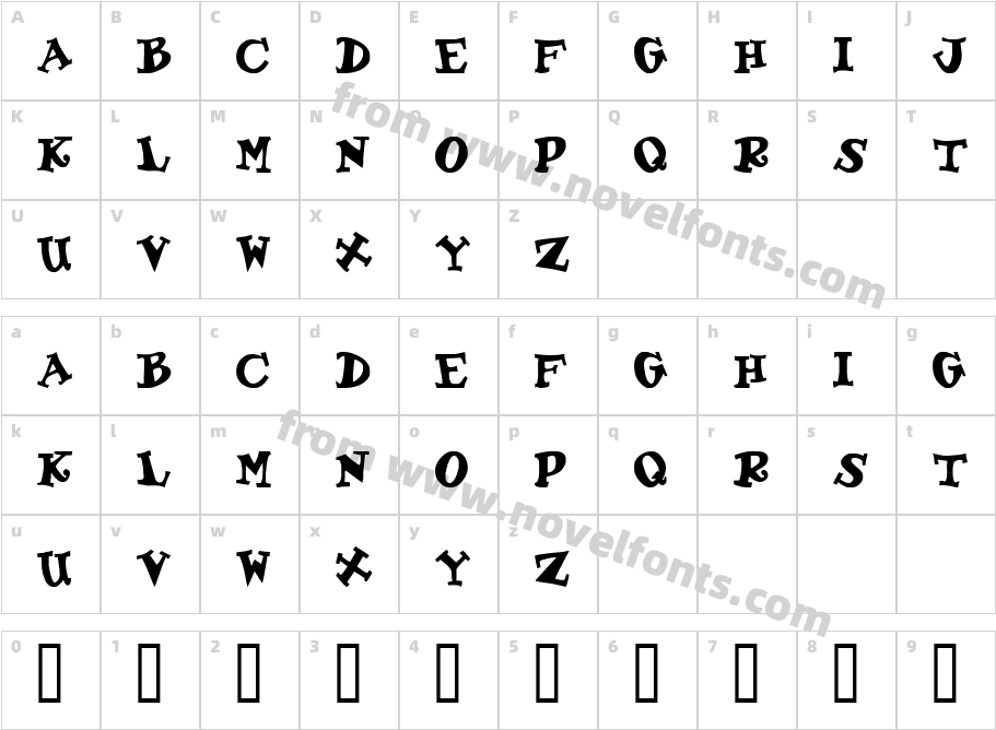 Gadzoox BoldCharacter Map