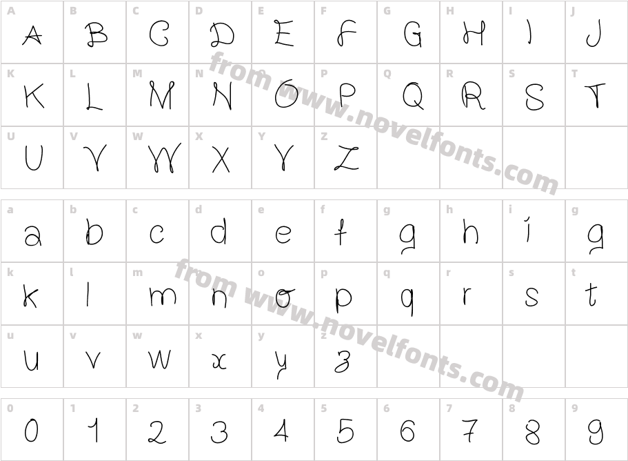 GaelleingFontCharacter Map