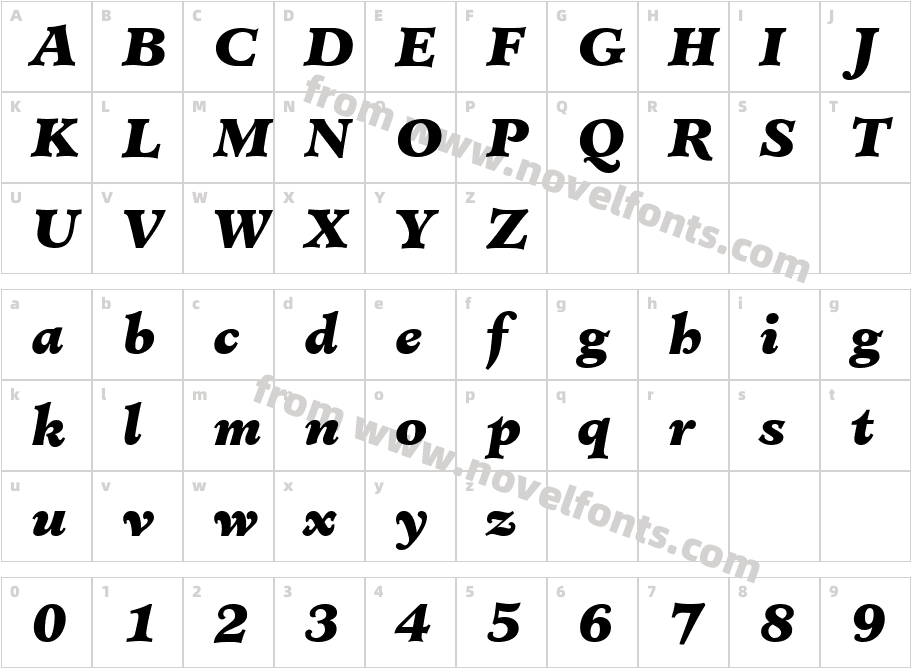 Cleric Black SSi Black ItalicCharacter Map