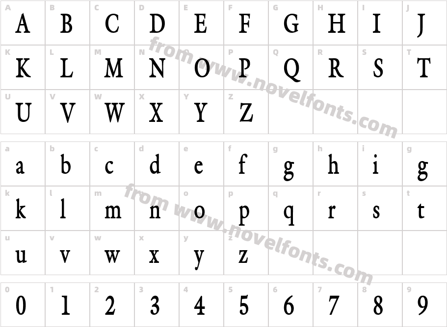 Galant Condensed BoldCharacter Map