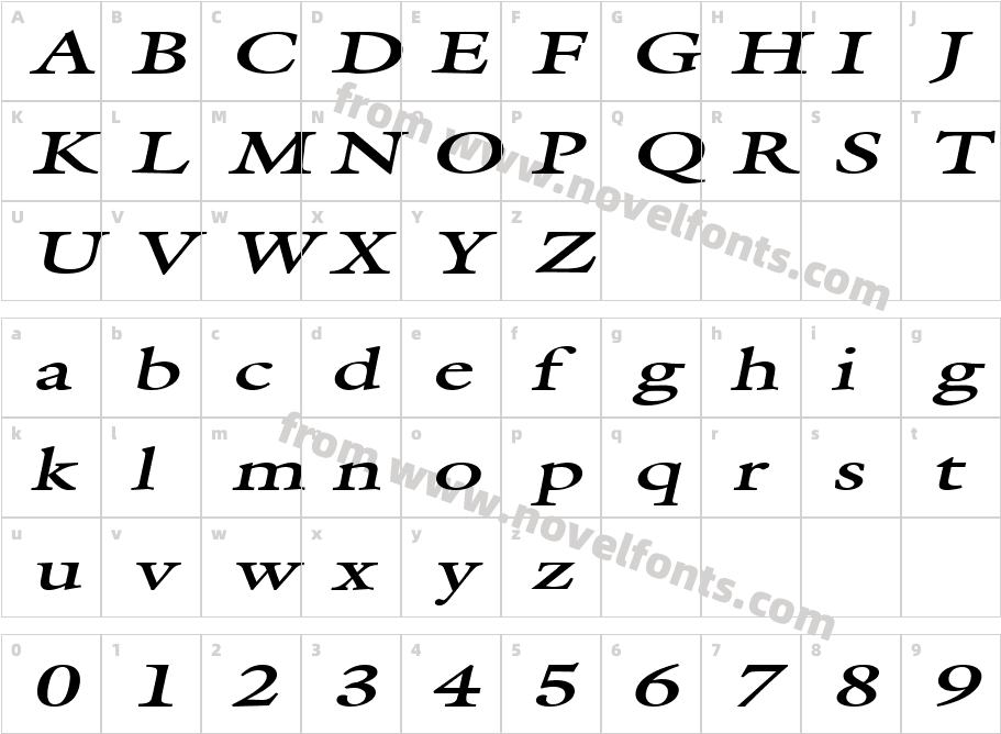 Galant Extended BoldItalicCharacter Map