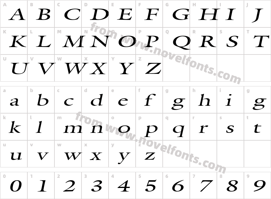 Galant Extended ItalicCharacter Map