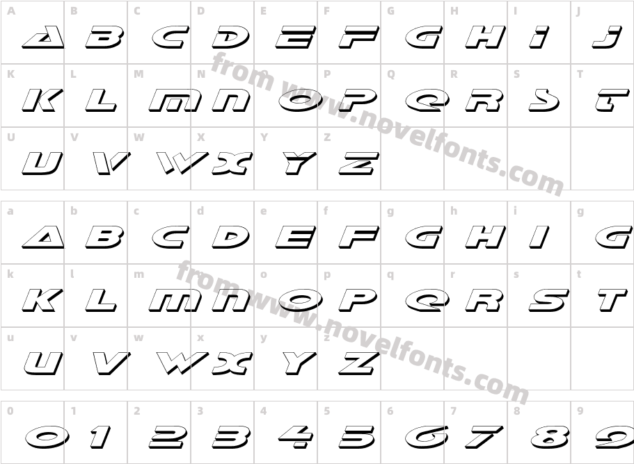 Galant Shadow ItalicCharacter Map