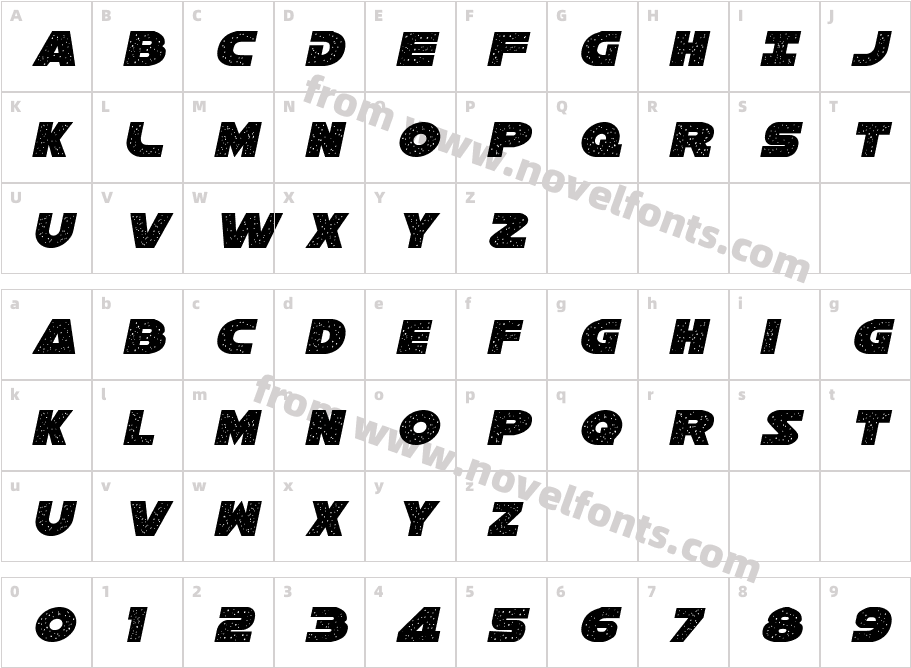 Galaxy 1 Condensed ItalicCharacter Map