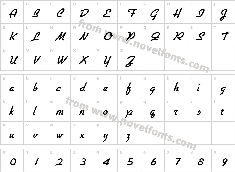 Gallante RegularCharacter Map