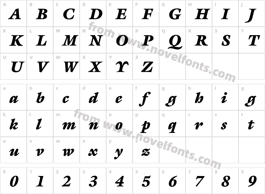 GalliardEF-UltraItalicCharacter Map