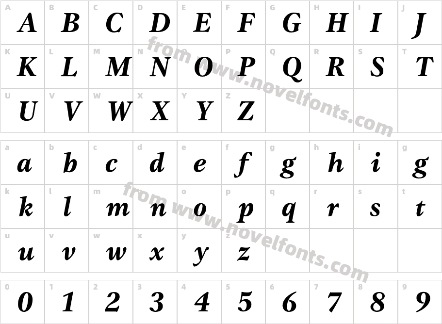 GammaBoldItalicCharacter Map