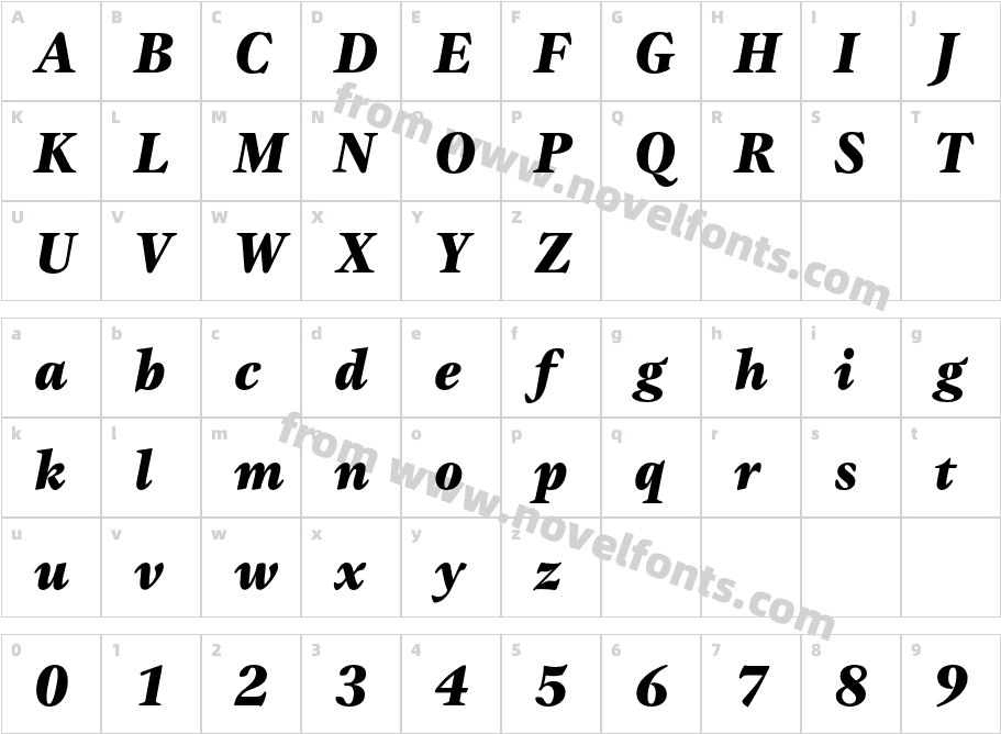 GammaEF-BlackItalicCharacter Map