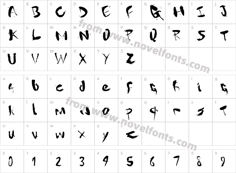 Gantz fontCharacter Map