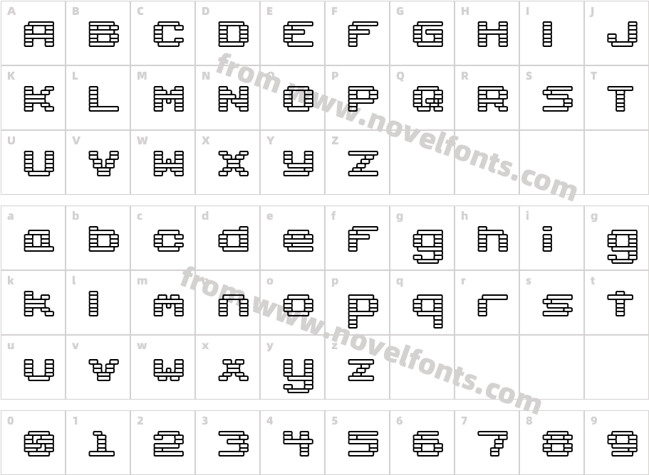 Gaposis Outline (BRK)Character Map