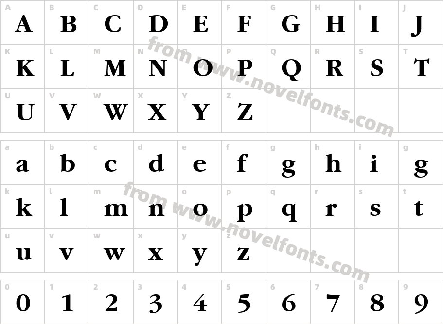 Garamond ITC Bold BTCharacter Map