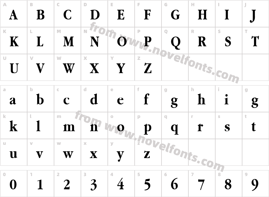 Garamond Narrow BoldCharacter Map