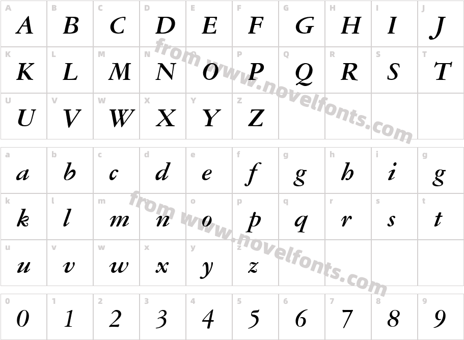 Garamond Reprise SSi Bold ItalicCharacter Map