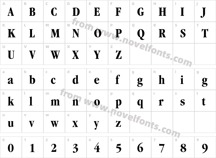 Garamond-BoldCondensedCharacter Map