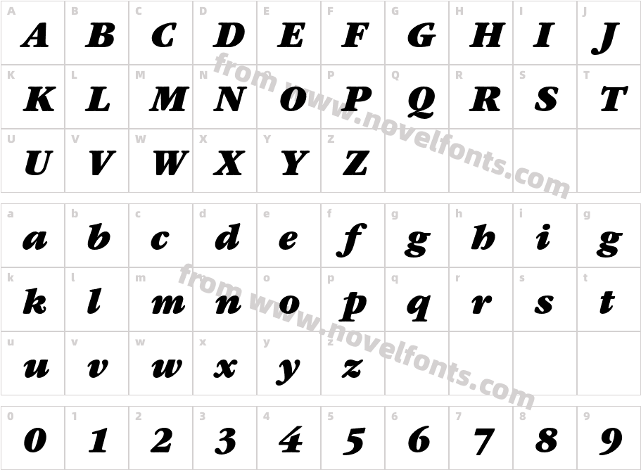 Garamond-UltraItalicCharacter Map