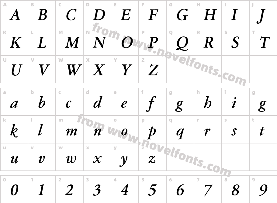 GaramondClassico-BoldItalicCharacter Map