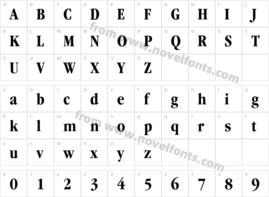 GaramondEF-BoldCondensCharacter Map