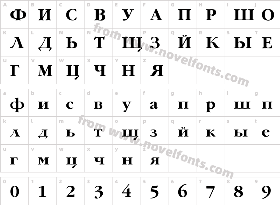 GaramondFLFCyrillic-BoldCharacter Map