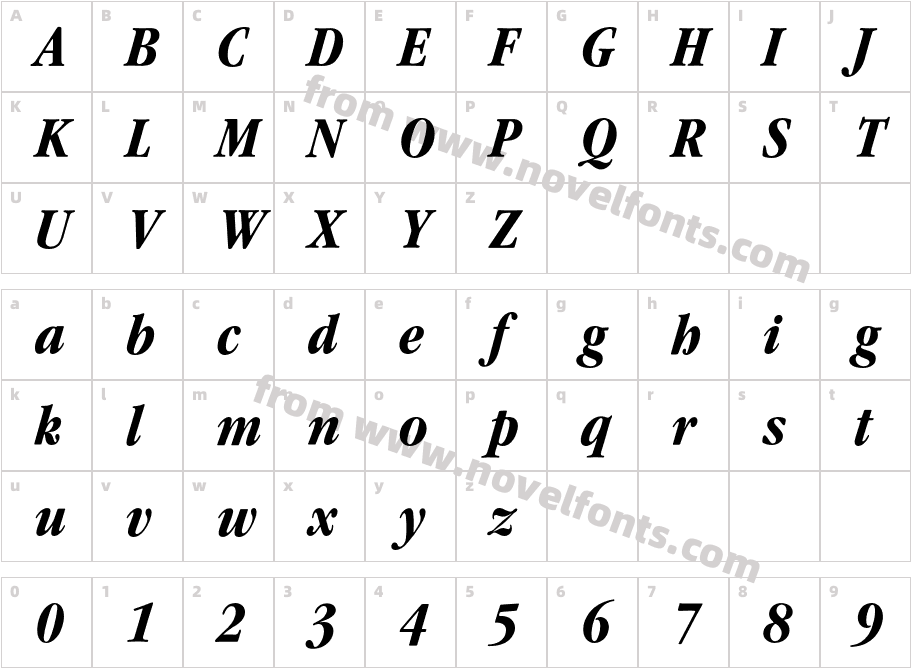 GaramondITCCondensedBQ-BoldItalicCharacter Map