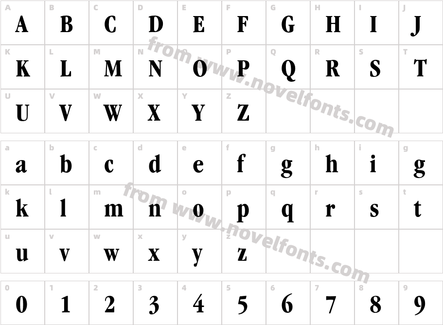 GaramondITCbyBT-BoldCondensedCharacter Map