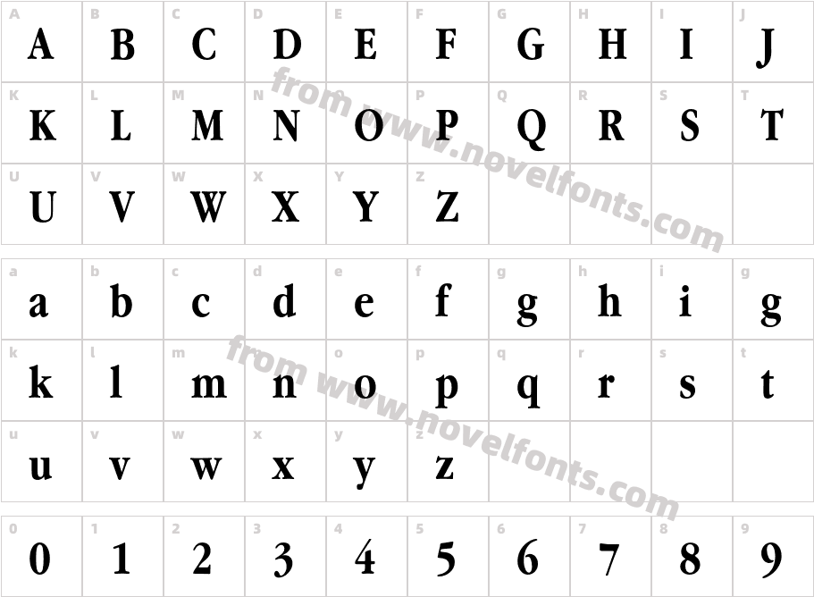 GaramondITCbyBT-BoldNarrowCharacter Map