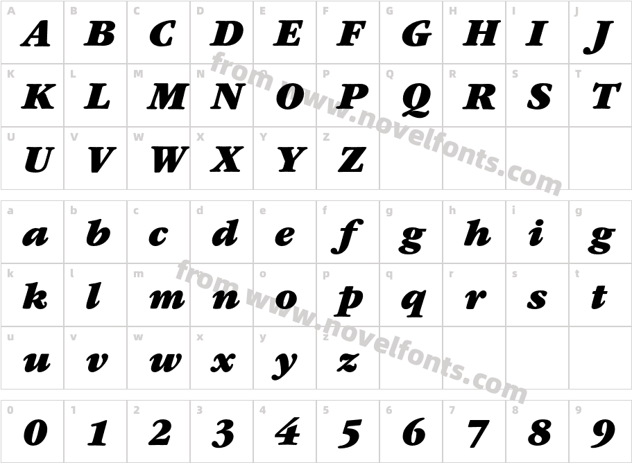 GaramondItcT-UltraItalicCharacter Map